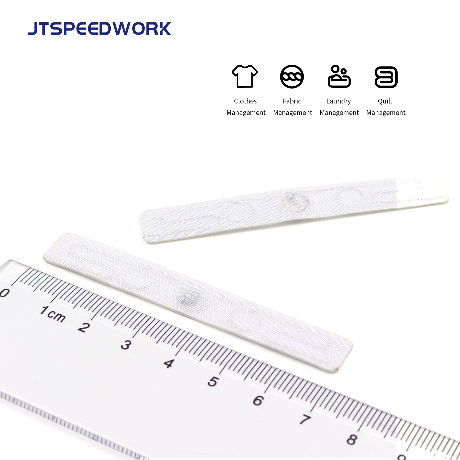 JT-F7010 Etichetta RFID lavabile per tessuti UHF da 70*10 mm, 860-960 MHz, per lavanderia.