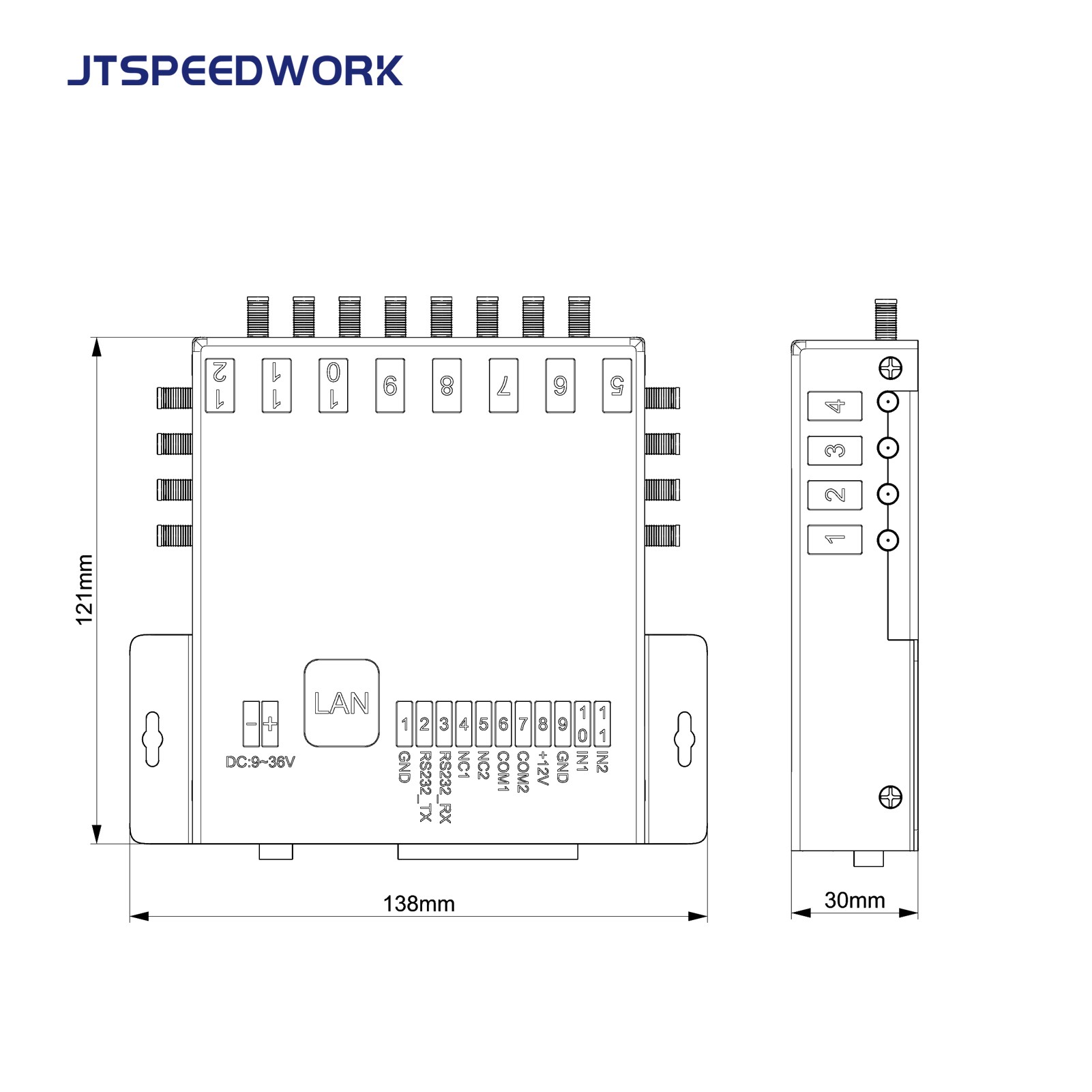 JT-932-8/16 Lettore RFID UHF fisso a 8/16 porte 860-960 MHz per la gestione del magazzino