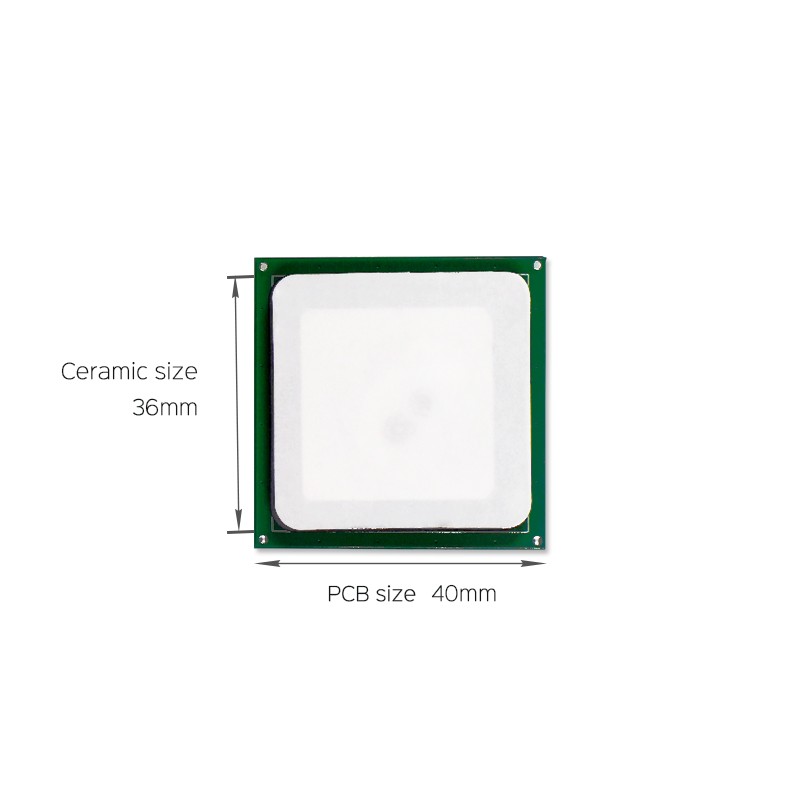 Antenna ceramica RFID UHF JT-T0036 da 3 dBi, 36*36 mm, 865-868/902-928 MHz, polarizzazione circolare destra (RHCP) per PDA.