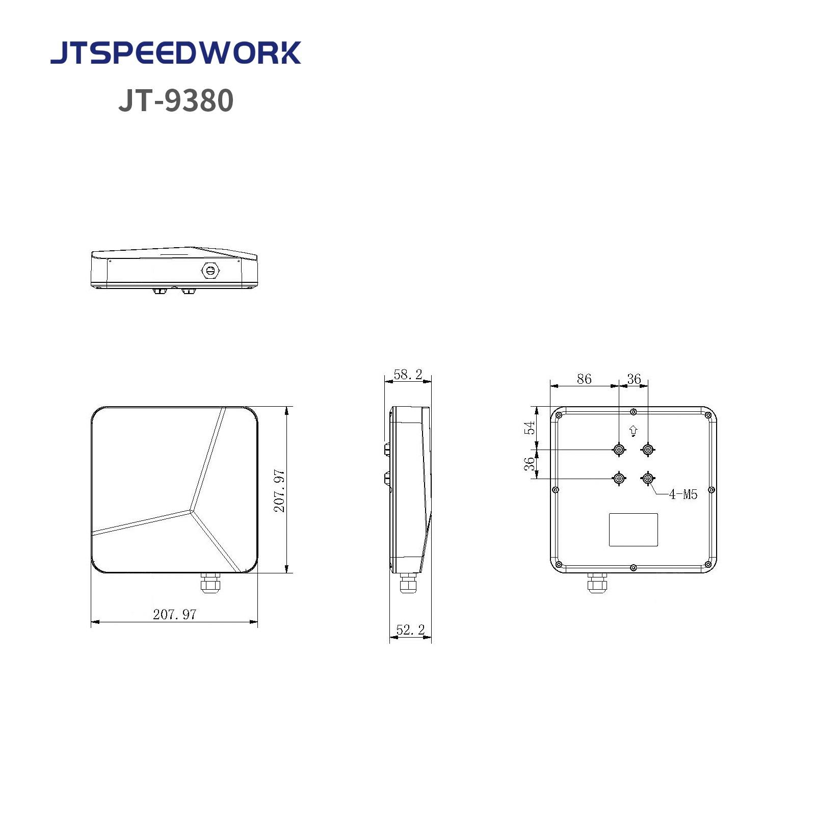 Lettore RFID UHF JT-9380 da 0-8 m, banda di frequenza 902-928 MHz, integrato, per la lettura di più tag. Supporta solo la lettura di tag multipli e la lettura di tag multipli.
