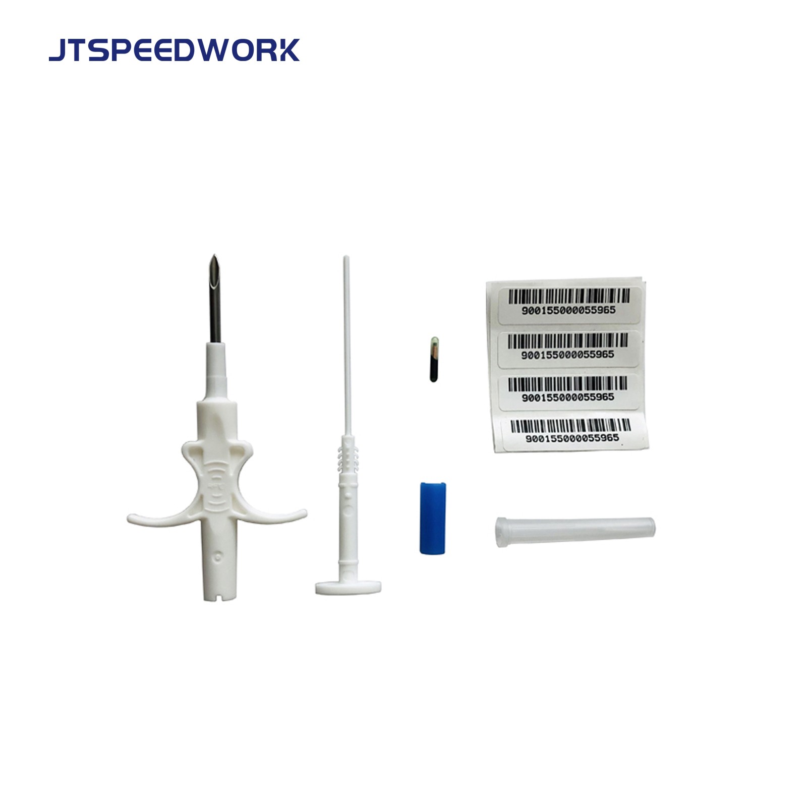 JT-A002 Chip RFID per l'identificazione di animali domestici, microchip per il tracciamento, etichette iniettabili a 134,2 kHz, impiantabili con ago monouso.